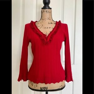 Wow Couture Bright Red Sweater w/neckline detail